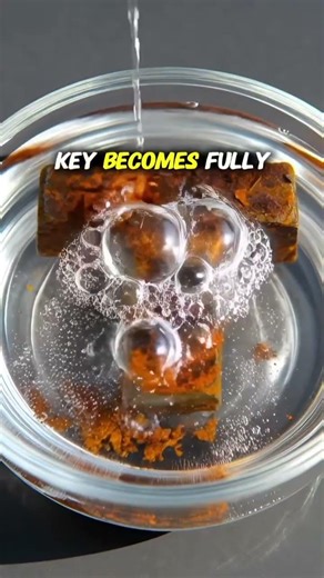 Extreme Rust Removal on Steel Key | Satisfying Acid Reaction Macro 4K
