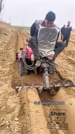 Mini Tractor Digs Deep Trench