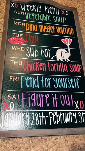 Creative Weekly Menu Board with Chalk Art and Soothing ASMR Sounds
