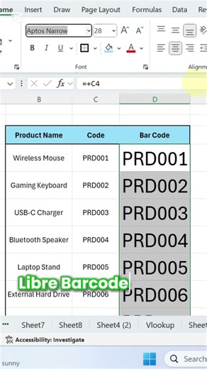 exel barcode| how to add barcode in exel| exel me barcode kese add| barcode shortcut in exel #exel
