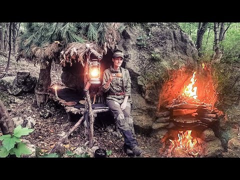 Rock Oven - Bushcraft Cooking at my Hidden Bushcraft Shelter