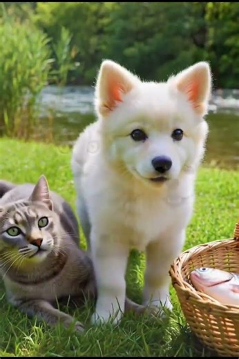 Smart Puppy Exposes Fish Thief Cat!” #puppylife #pawsn #dogshorts