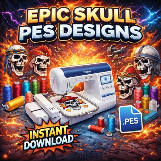 Skull Embroidery Designs | PES Machine Embroidery File Bundle (instant Download) - Etsy UK