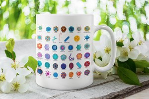 Virus Illustration Mug – 11oz Science Mug – Microbiology Gift – 330ml Virus Coffee Cup – Educational STEM Mug – Pathogen Art Mug - Etsy