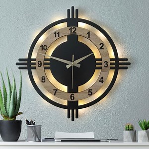 Modern Sonoma LED Lighted Wall Clock 40 Cm Round Geometric Design - Etsy