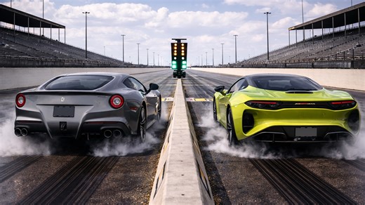 750 HP Ferrari F12 vs McLaren Artura drag race
