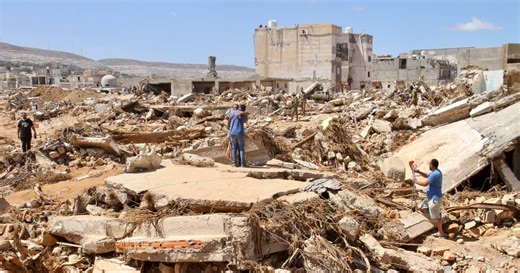 Dramatic drone footage shows flood-stricken Libya's Derna city