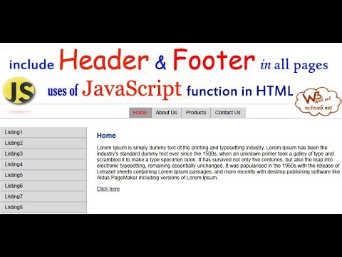 How to include header and footer in all pages uses of JavaScript function in HTML file | #javascript