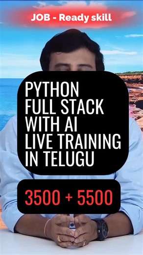 telugu web guru on Instagram: "🚀 Python Full Stack Live Training (Telugu + AI Tools) starts from October 6! 💻 Zero knowledge nunchi job-ready career build cheyyandi → With projects, notes, certificate & lifetime recordings. 💰 Only ₹9000 full stack | ₹3500 Python-only option! 🔥 Limited seats → Book now! 👉 Link in bio to register. Tags: #PythonFullStack #TeluguWebGuru #TeluguProgramming #SoftwareJobsTelugu #PythonCourseTelugu #AITools #FullStackDeveloper #PythonTelugu #TeluguJobs #CareerInIT"