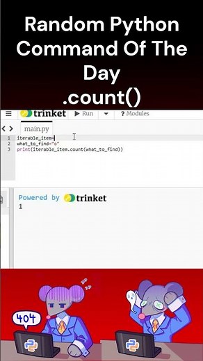 Random Python Command Of The Day, .count() #coding #python #programming