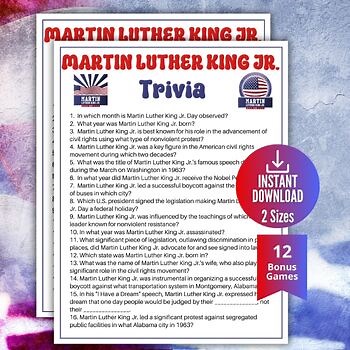 Martin Luther King Trivia, MLK Black History Game, Black Culture Heritage Trivia