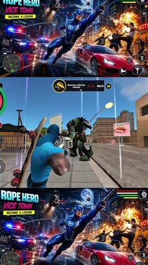 Rope Hero Vice Town Crazy Action Rope Hero vs Police Chase Ultra Graphics Gameplay 🔥