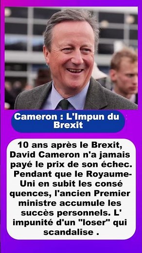 Cameron L'Impun du Brexit | brexitretrait du royaume-uni de l'union européenne