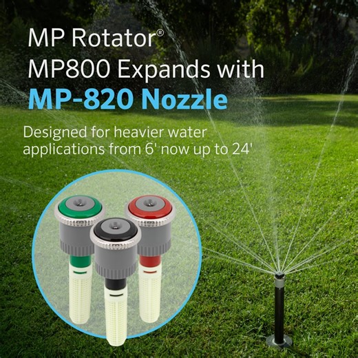 22K views · 103 reactions | Meet the award-winning MP-820 Nozzle! This new addition to the MP Rotator® MP800 Family features a radius of 15' to 24', making it a reliable retrofit solution for those looking to trade traditional sprays for greater efficiency. Link in bio to learn more. | Hunter Industries | Facebook