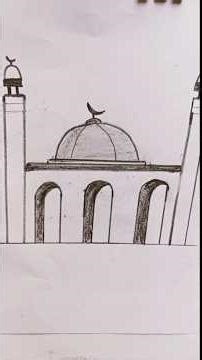 ​Simple Mosque Drawing #drawing #art #viral #easydrawing #mosque #shorts #sketch #trending #sketch