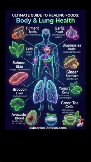Top 10 Healing Foods For Your Body and Lungs Health #healing #healthyfood #healthyeating #shortsfeed