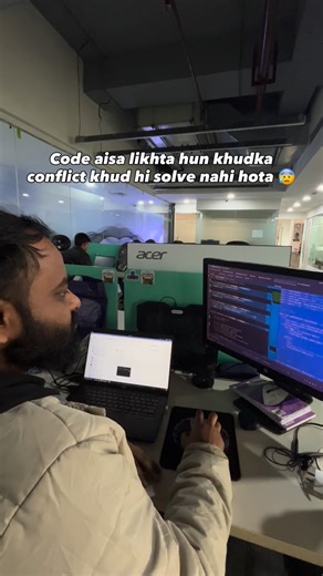 Abhinav Aryan on Instagram: "Git stash pop bhi karna baki h 🤦🏻 #trend #reelitfeelit #corporate #office #coder"