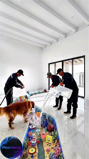 This Cartoon Ocean River Floor Is Crazy 😳🌊 #shorts #epoxyfloor #3dfloor #3dfloor #footballroom