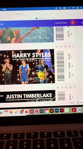 Secured the tickets? 🪩 With this template you can personalize your own concert ticket gift easily in a few minutes and print it at home or at a printshop! 💌 go to the link in my bio to enter my shop and to buy this template! #concert #harrystyles #tickets #fy #fyp