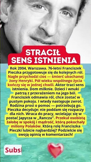 Nie poddał się rozpaczy dla nich Franciszek Pieczka