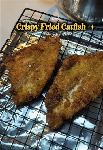 Golden Crispy Catfish | Pt. 2 ✨ Recipe Down Below: First, clean your fish properly. ‼️Let it sit briefly in water with a splash of vinegar and fresh lemon juice to remove that muddy taste. 🚫 Don’t soak it too long or it’ll get mushy. Rinse and pat completely dry. Wet Batter: 2 eggs 1 cup buttermilk 2 tbsp hot sauce 2 tbsp mustard 1 tbsp black pepper 1 tbsp Slap Ya Mama (or Old Bay) 1 tbsp Tony’s Creole 1 tbsp garlic powder 1 tbsp paprika * If you don’t have buttermilk that’s okay. You can just 
