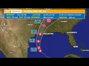Thursday 1 pm Tropical update: Hurricane Delta could become major hurricane again