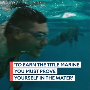 Overcoming the fear of drowning. As an amphibious force, it is mandatory that all US Marine recruits complete water survival training. 🇺🇸 There is a real chance that these skills will save their life one day. 👇 | Forces News