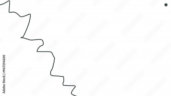 The radio frequency or curved line is distorted in a diagonal direction. A dot is hanging in the other corner.