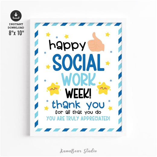 Social Work Week Printable Poster, Worker Appreciation Sign Bulletin Board, (PDF & JPG Downloadable File) - Etsy Australia