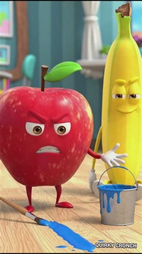 🍎 Angry Apple vs Naughty Banana |Epic 3D Prank Animation #shorts #quirky crunch