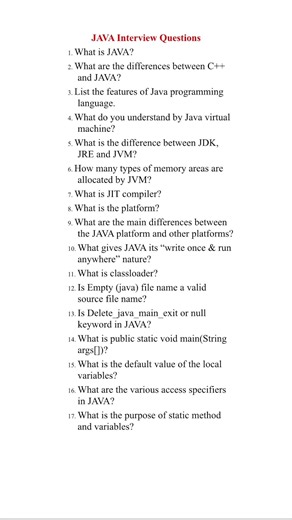 java interview questions/ core java questions for job interview #shorts #viral #youtubeshorts #yt