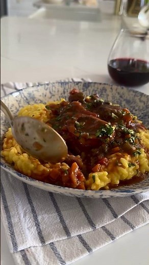 Instant Pot Osso Buco with Risotto Milanese.