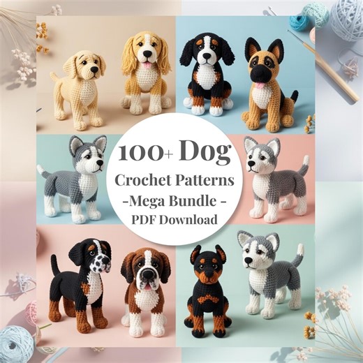 Amigurumi Dog Crochet Patterns | 100  Puppy Plushie Tutorials (PDF Album) - Etsy