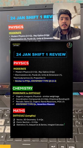🚨24 JAN SHIFT 1 JEE Mains Paper Review✅ | JEE Mains 24 Jan Shift 1 2026 #jeemains #jee2026