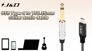 J&D USB C to 6.35mm (1/4 in) TS Guitar Audio Cable, Microphone Cord, 6.6 ft