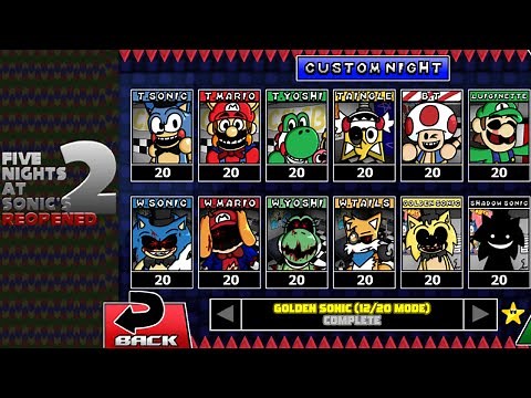 Five Nights at Sonic's 2: Reopened - Golden Sonic (12/20 Mode) Complete.