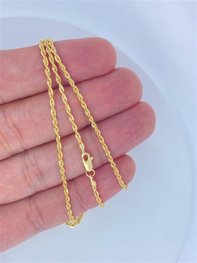 Solid 18K Gold Rope Chain Necklace: 1.5mm, 18kt Rope Necklace - Etsy