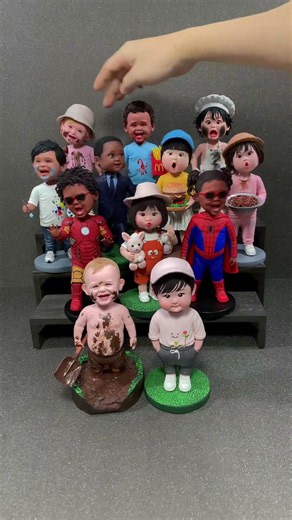 Handmade Clay Bobbleheads Radiating Warm Joy