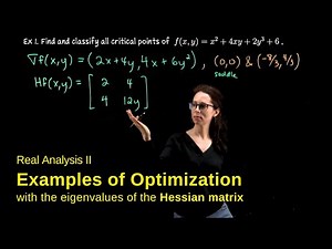 Examples of optimizing with the Hessian eigenvalues, Real Analysis II