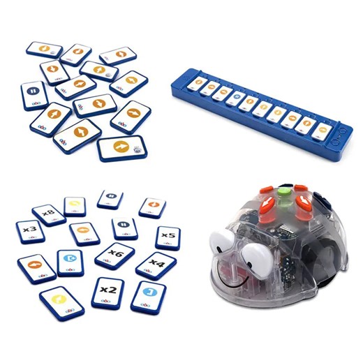 TTS Blue-Bot Tactile Pack Coding Robot Set with Tactile Reader & Extension Cards - Interactive See & Say Floor Robot for Kids Age 3-8 - STEM Coding, Sequencing & Early Programming Learning Kit