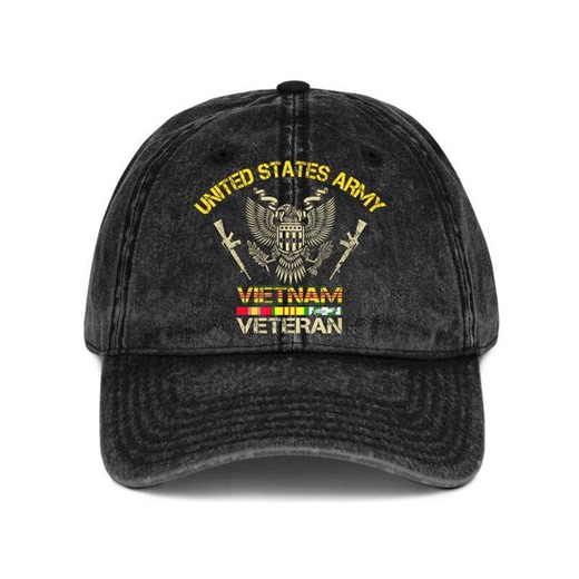 Washed Denim Vietnam Veteran Cap, Distressed US Army Military Hat - Etsy