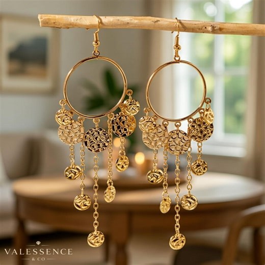 Boho Retro Ethnic Hoop Drop Earrings - Etsy