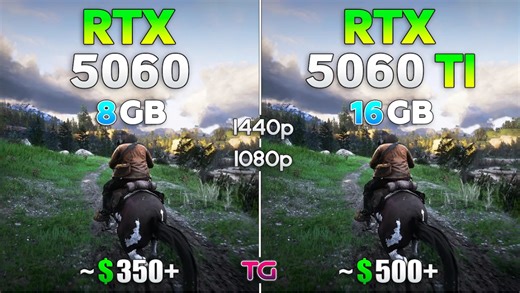 RTX 5060 vs RTX 5060 Ti - 10款游戏下的性能对比 | 1080p/1440p