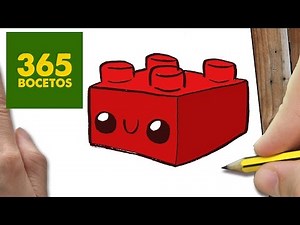 COMO DIBUJAR LEGO KAWAII PASO A PASO - Dibujos kawaii faciles - How to draw a Lego