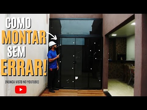 MONTAGEM DE PORTA DE VIDRO COM BANDEIRA FIXA