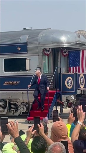 President Trump rides the Freedom Train ahead of Theodore Roosevelt library dedication #shorts