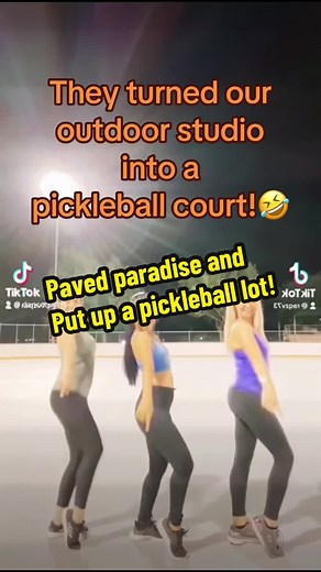 We originally used the hockey rinks or outdoor practice to prepare for the Florida heat later we used it as our studio during Covid and now it’s been turned into a Pickleball court!#dancer #nflcheerleader #pom #prodance #procheer #perform #pickleball #pickleballcourt