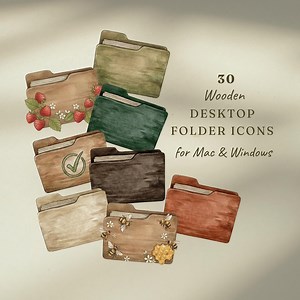 Desktop Icons, Ordner aus Holz für Mac & Windows, Digital Download - Etsy.de