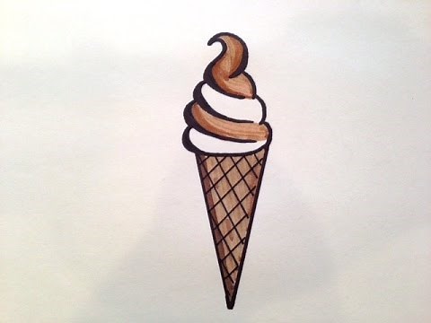 How to Draw a Swirl Ice Cream Cone - NEW!