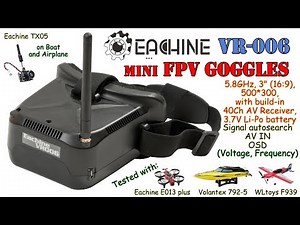 Eachine VR006 3" mini FPV Goggles, 40Ch, 5.8GHz, 500*300, 500mAh battery, Autosearch, OSD, AV IN
